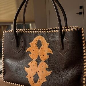 Brown Leather Work Bag Leather Details